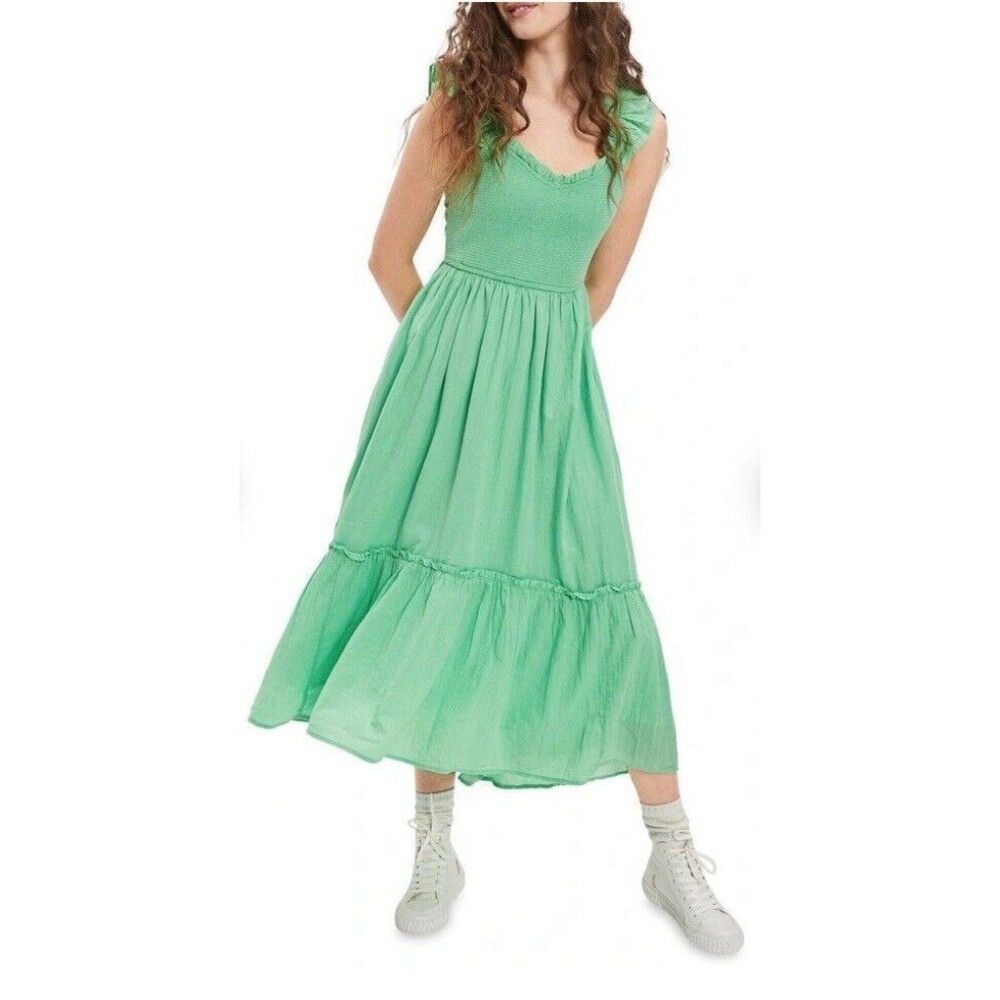 Women’s Green Maxi Sundress - Lightweight Tiered Dress